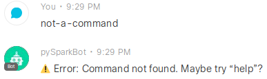 Default SparkBot "Command not found" error